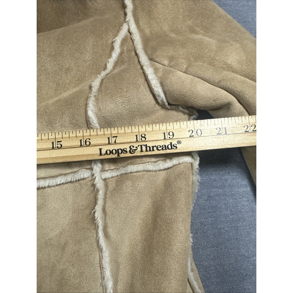 90s Vintage Route 66 Women's Suede/faux Beige Tan Jacket Small Penny Lane Coat - Picture 7 of 10